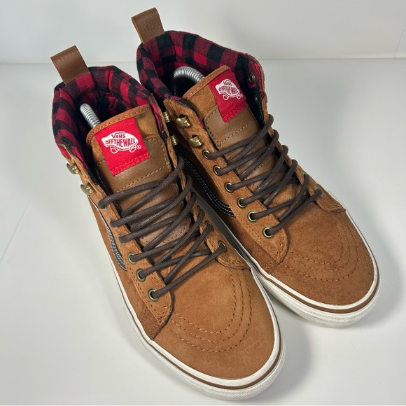 Vans SK8 Hi MTE Mens 7.5 Women’s 9 Scotchguard Brown Plaid Skate Hiking Shoes - Picture 6 of 15